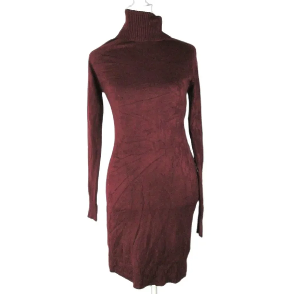 Forever 21 Sweater Dress Burgundy Turtleneck Long Sleeve Acrylic S (RK81) - Picture 1 of 10